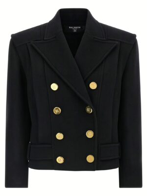 Double-breasted coat BALMAIN Black