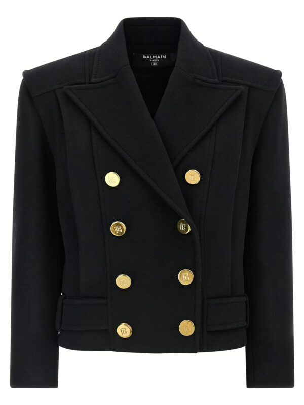 Double-breasted coat BALMAIN Black
