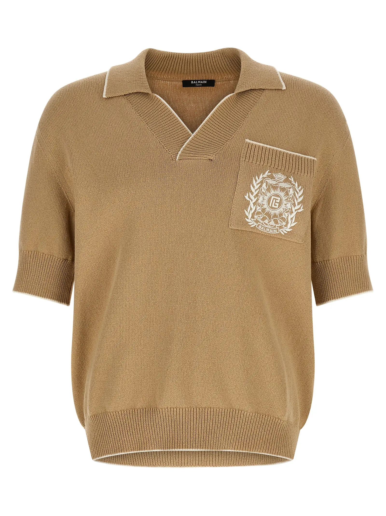 Поло Balmain Balmain Stemma embroidery Бежеве 1 'Balmain Stemma' embroidery polo shirt BALMAIN Beige
