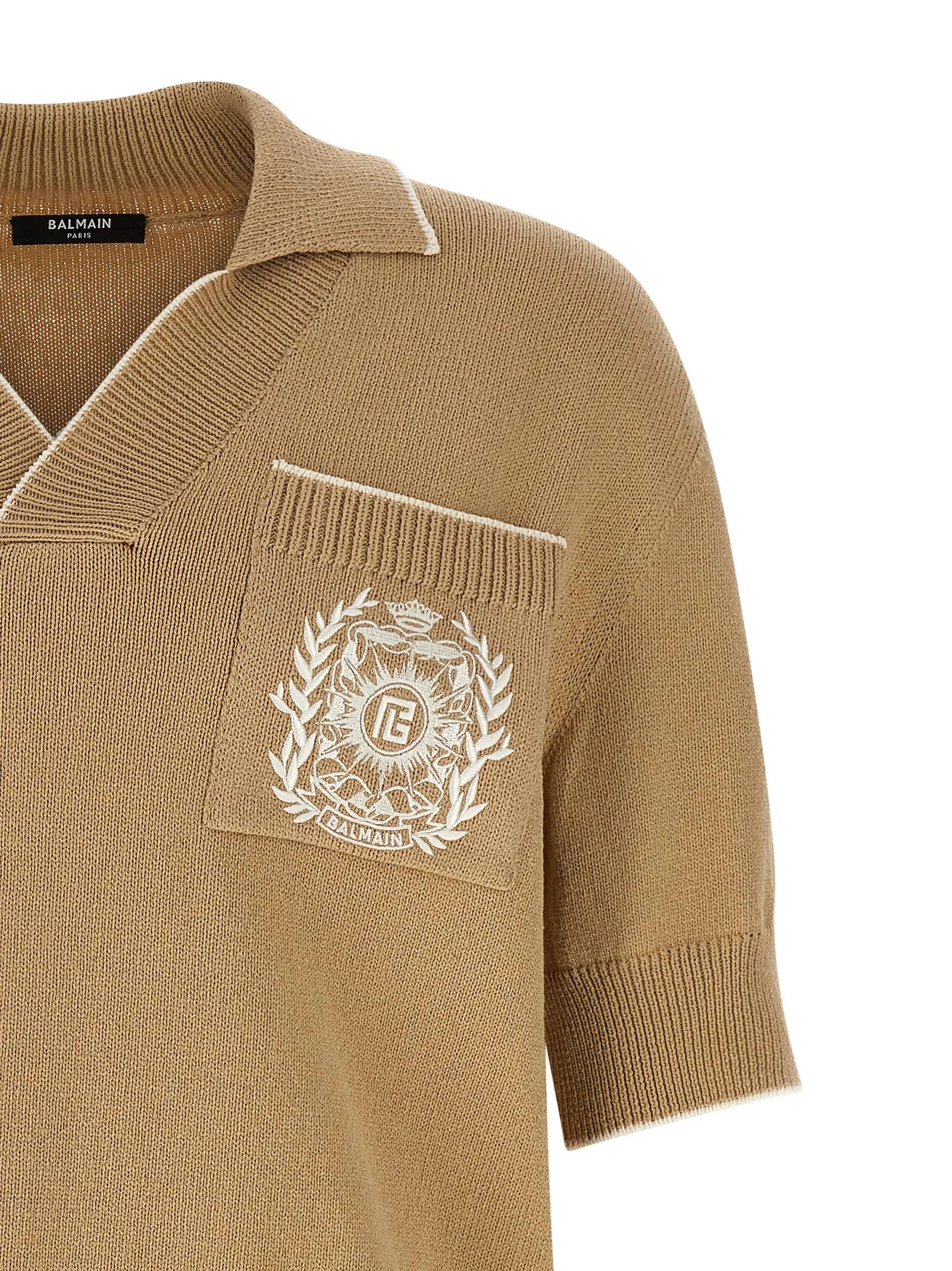 Поло Balmain Balmain Stemma embroidery Бежеве 3 'Balmain Stemma' embroidery polo shirt Man BALMAIN Beige