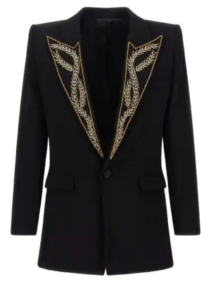 Leaf embroidery blazer BALMAIN Black