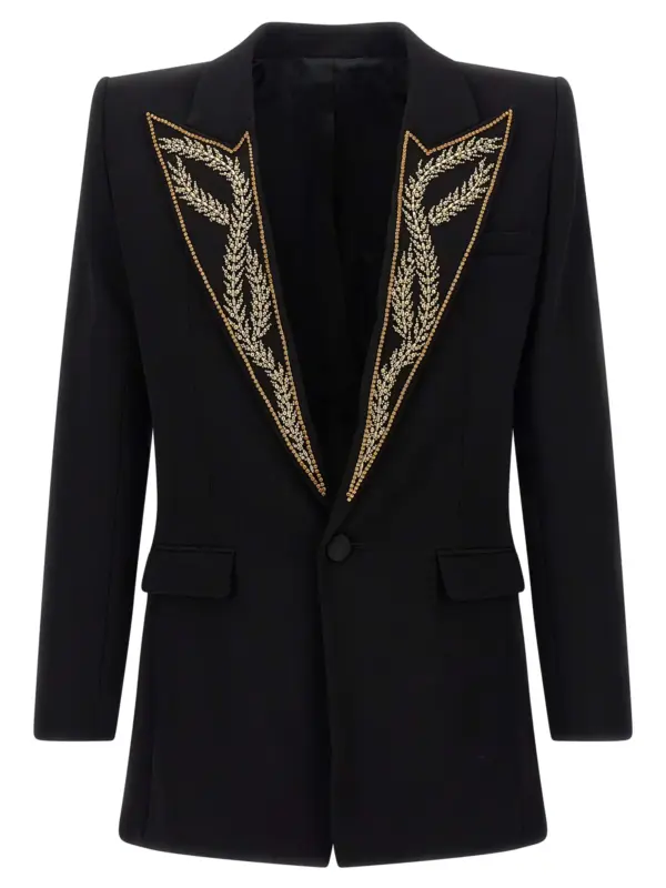 Leaf embroidery blazer BALMAIN Black
