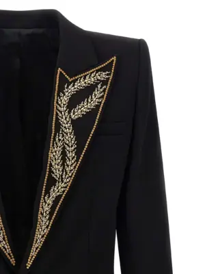 Leaf embroidery blazer Man BALMAIN Black