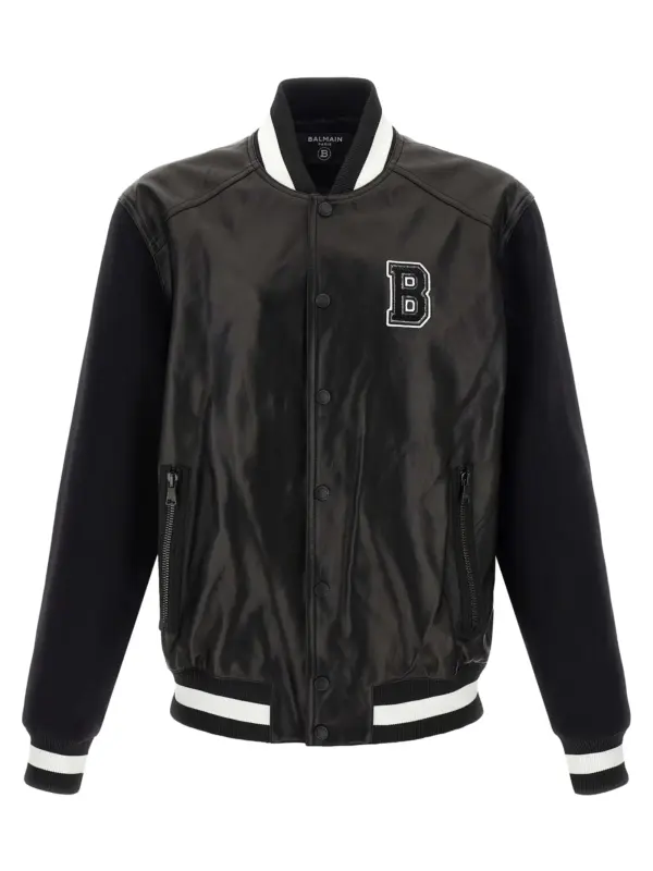 'Varsity' bomber jacket BALMAIN White/Black