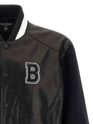 'Varsity' bomber jacket Man BALMAIN White/Black