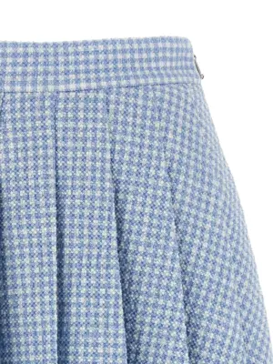 Pleated tweed skirt Woman THOM BROWNE Light Blue