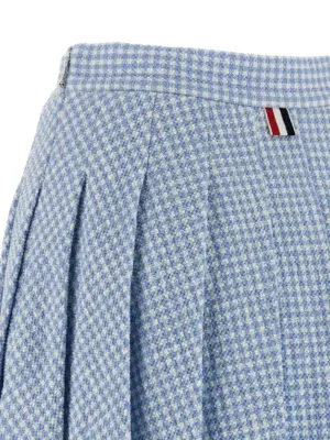Pleated tweed skirt 92% cotton 7% polyamide 1% elastane THOM BROWNE Light Blue