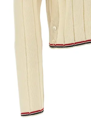 'Ladder Full Needle Rib Stitch' cardigan 100% virgin wool THOM BROWNE White