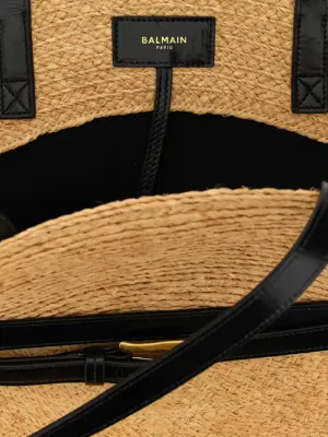 'Shuffle' medium shoulder bag 100% raphia BALMAIN Beige