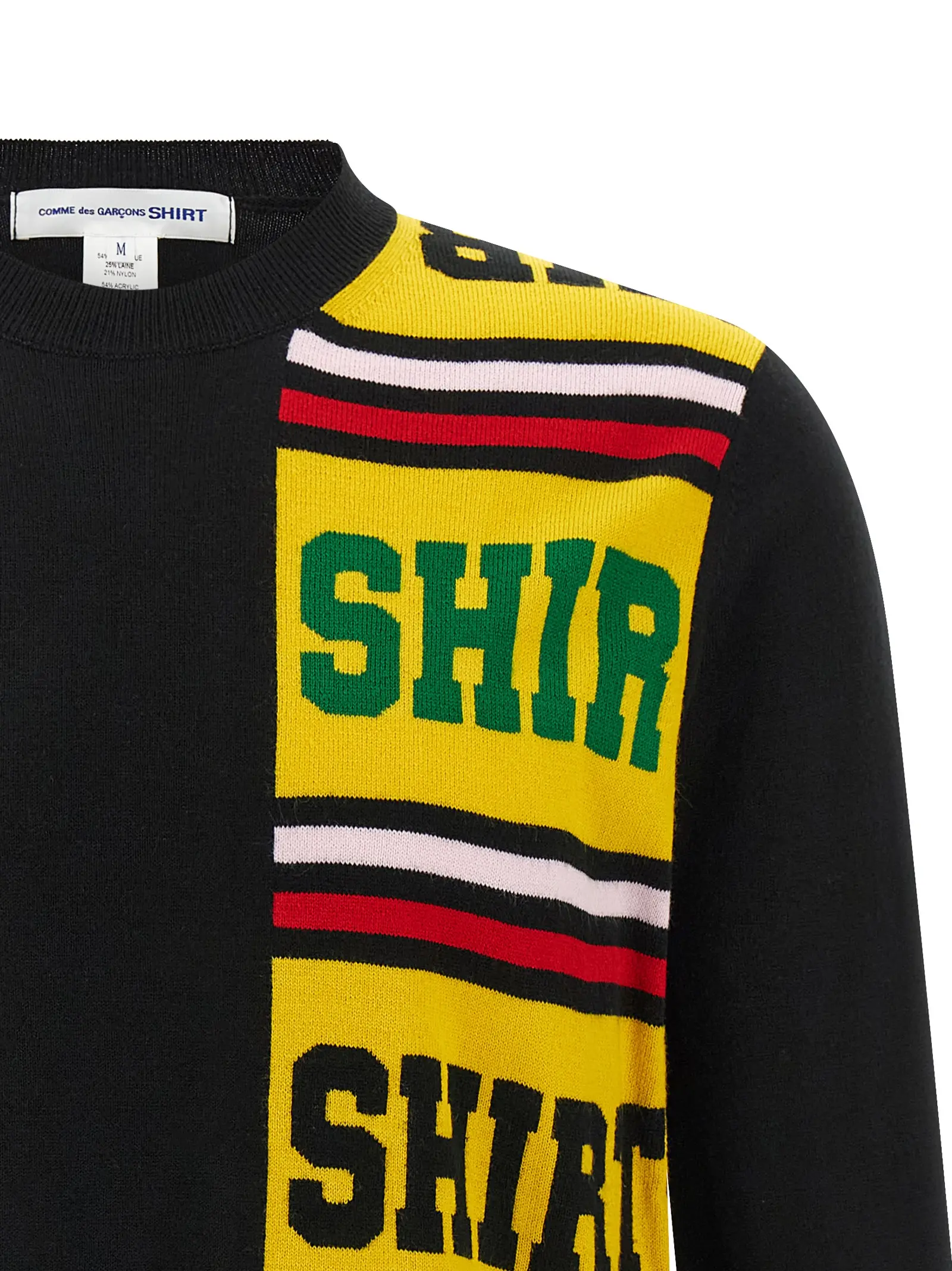 Светр Comme Des Garcons Shirt Intarsia Чорний 3 Intarsia sweater Man COMME DES GARCONS SHIRT Black