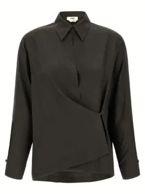 'Chess FF' shirt FENDI Brown