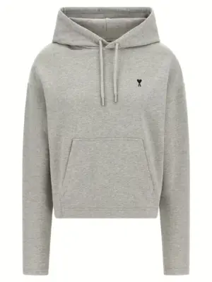 Logo embroidery hoodie AMI PARIS Gray