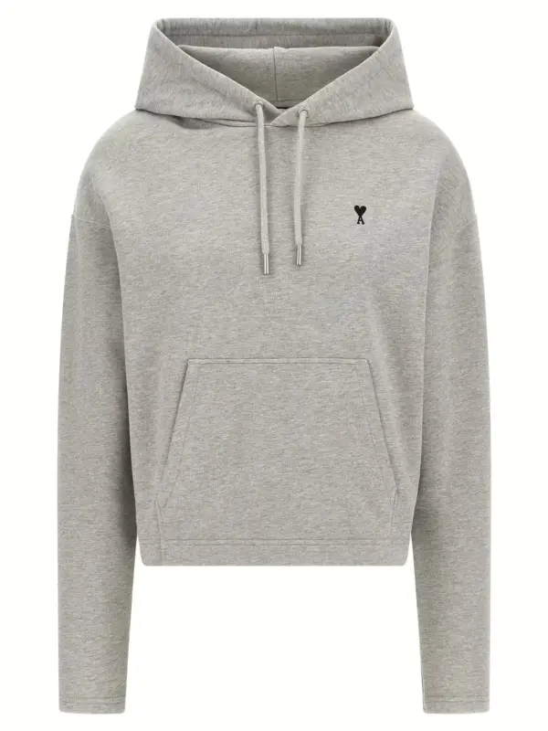 Logo embroidery hoodie AMI PARIS Gray
