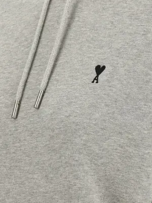Logo embroidery hoodie 100% cotton AMI PARIS Gray