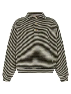 Striped polo sweatshirt MARNI Black