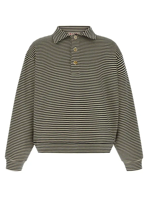 Striped polo sweatshirt MARNI Black