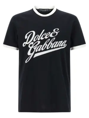 Velvet logo t-shirt DOLCE & GABBANA Blue