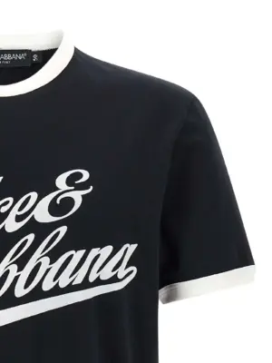 Velvet logo t-shirt Man DOLCE & GABBANA Blue