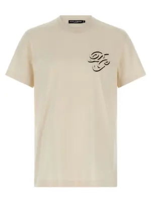 Double embroidery t-shirt DOLCE & GABBANA Beige