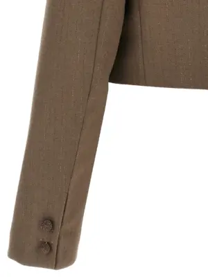 Bolero blazer 97% virgin wool 1% polyester 1% polyamide 1% elastane FABIANA FILIPPI Brown