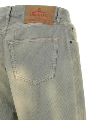 Corduroy trousers 100% cotton PRADA Light Blue