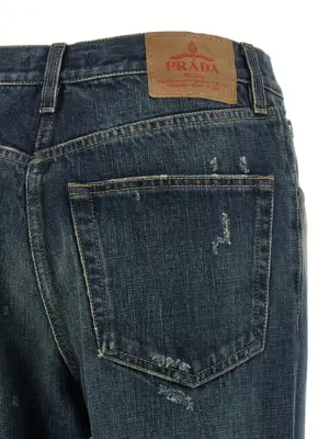 Distressed jeans 100% cotton PRADA Blue