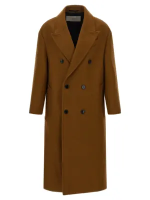 Double-breasted coat AMI PARIS Brown