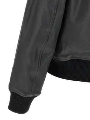 'Ami de Coeur' bomber jacket 100% lamb leather (Ovis aries) AMI PARIS Gray