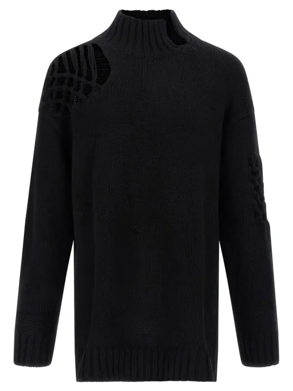 Macramé insert sweater YOHJI YAMAMOTO Black