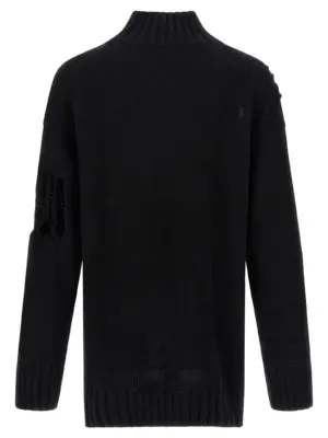 Macramé insert sweater HLK13189BLACK2 YOHJI YAMAMOTO Black