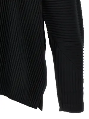 'Monthly Colors: August' polo shirt 100% polyester HOMME PLISSE' ISSEY MIYAKE Black