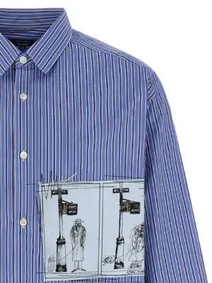 Patch striped shirt Man COMME DES GARҪONS HOMME Blue