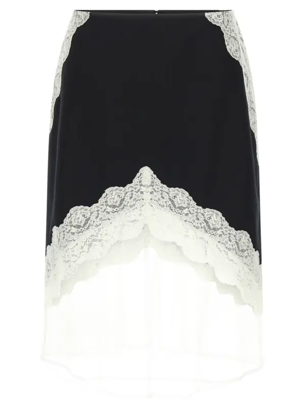 Organza lace wool skirt JIL SANDER White/Black