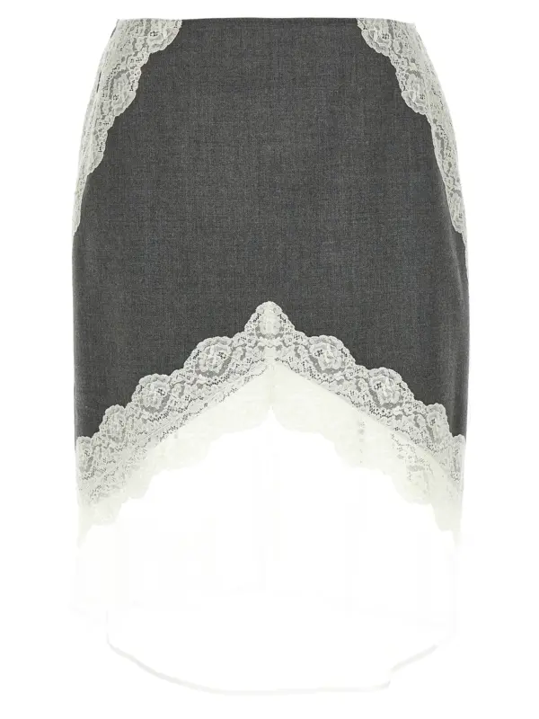 Organza lace wool skirt JIL SANDER Gray