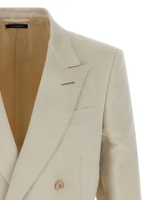 Double-breasted blazer Man TOM FORD Beige