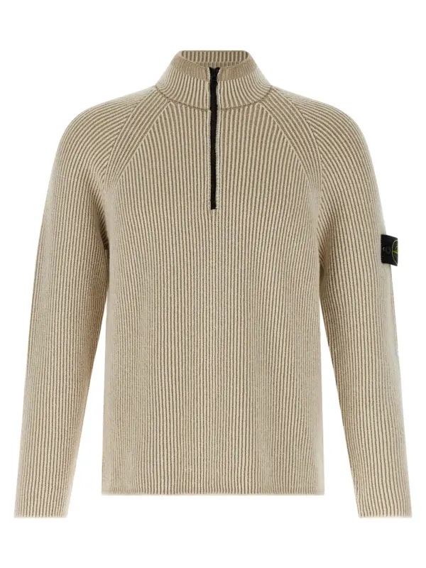 Ribbed cardigan STONE ISLAND Beige