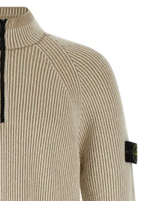 Ribbed cardigan Man STONE ISLAND Beige