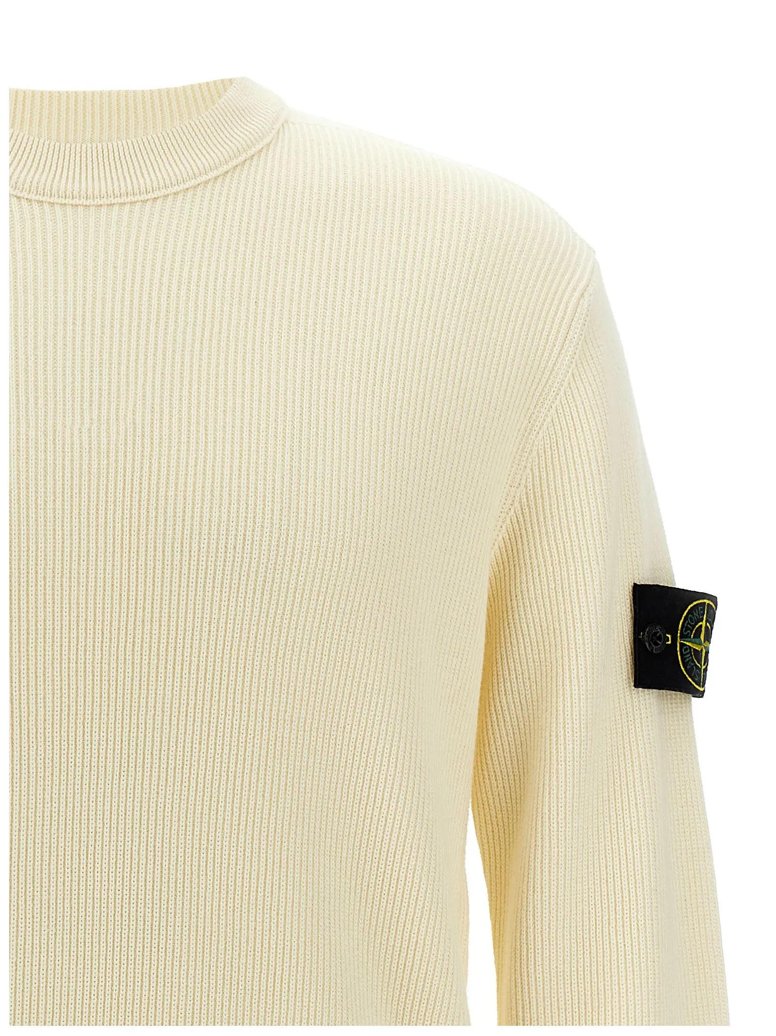 Светр Stone Island Ribbed wool Білий 3 Ribbed wool sweater Man STONE ISLAND White