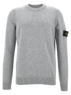 Logo badge sweater STONE ISLAND Gray