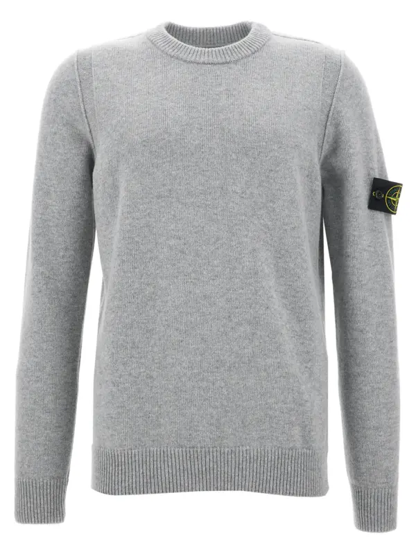 Logo badge sweater STONE ISLAND Gray