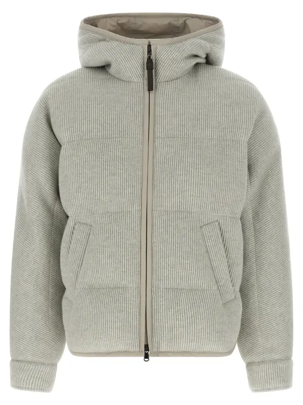 Lame wool down jacket BRUNELLO CUCINELLI Silver