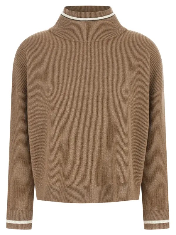 Double layer sweater BRUNELLO CUCINELLI Brown