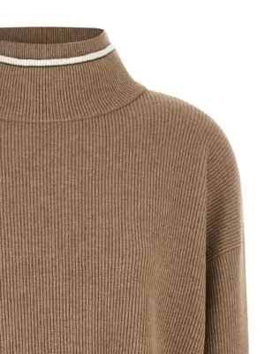Double layer sweater Woman BRUNELLO CUCINELLI Brown