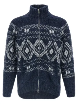 'Geometric Jacquard' cardigan BRUNELLO CUCINELLI Blue