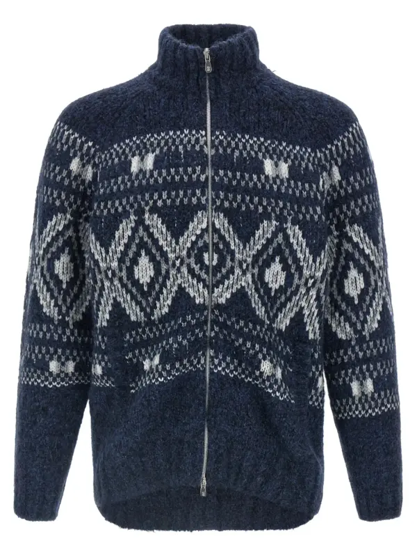 'Geometric Jacquard' cardigan BRUNELLO CUCINELLI Blue