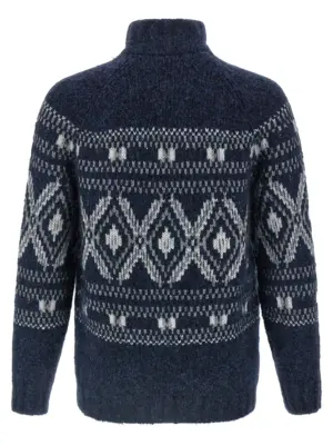 'Geometric Jacquard' cardigan M2B301706CGY89 BRUNELLO CUCINELLI Blue