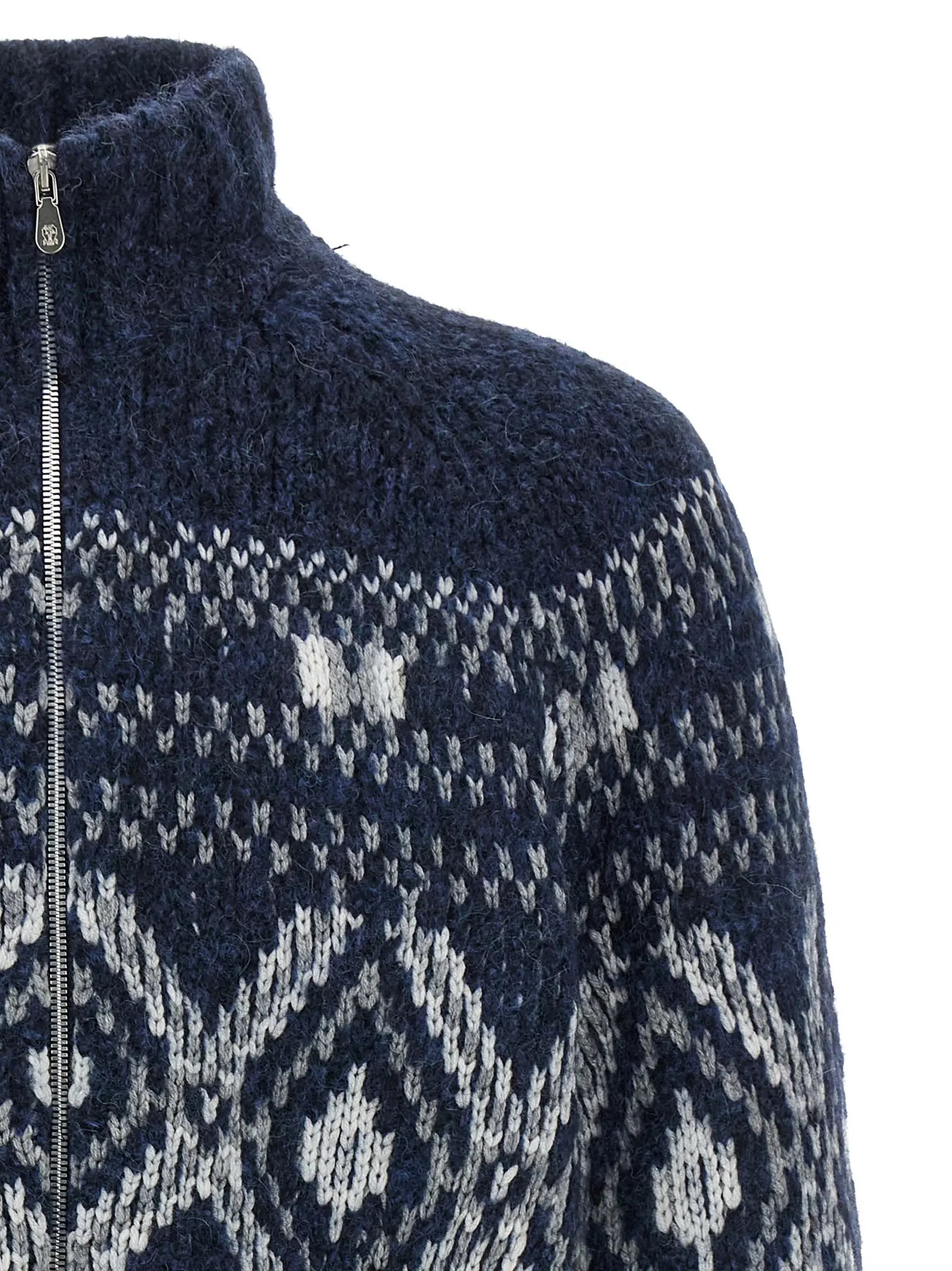 Кардиган Brunello Cucinelli Geometric Jacquard Синій 3 'Geometric Jacquard' cardigan Man BRUNELLO CUCINELLI Blue