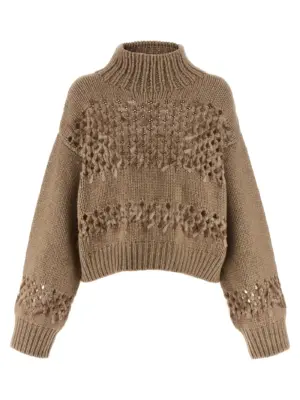 Drop sequin sweater BRUNELLO CUCINELLI Beige