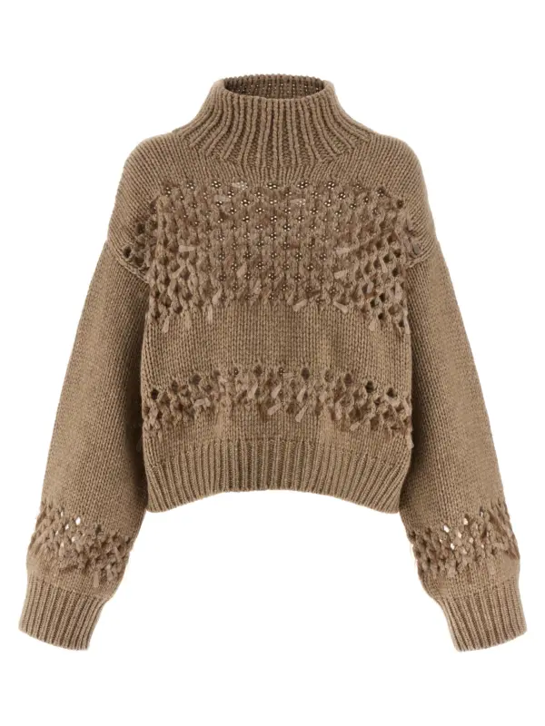 Drop sequin sweater BRUNELLO CUCINELLI Beige