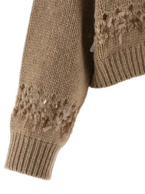Drop sequin sweater 100% cashmere BRUNELLO CUCINELLI Beige